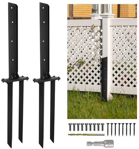YVHFWOY Kit di riparazione per pali di recinzione, pali di riparazione per recinzioni in acciaio resistente, picchetto di ancoraggio a doppio terreno, supporto per recinzioni in legno per la