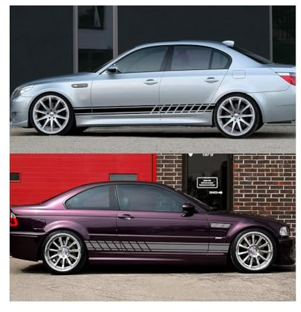 Auto Seitenschweller Aufkleber für BMW E46 3 Series E30 E34 E36 E39 E60 E70 E87 E90 E91 E92, Seitenstreifen Seitenaufkleber Aufkleber Streifen Vinyl Body Styling Dekoration ZubehöR,D/Grey