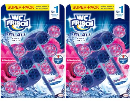 WC FRISCH Kraft Aktiv Blauspüler Blüten-Frische (50 g), WC Reiniger mit innovativer Geruchs-Stopp-Formel, Duftsteine für extra Frische und eine sichtbare Reinigung, 2x(3x50g)