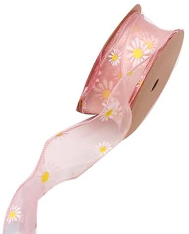 duoyif Nastro Di Organza Rosa Margherita 4cm 9m, Nastro Decorativo Chiffon Trasparente, Nastri Chiffon Organza Per Bouquet Matrimonio Confezione Torta Regalo Artigianato Natale (Margherita rosa)