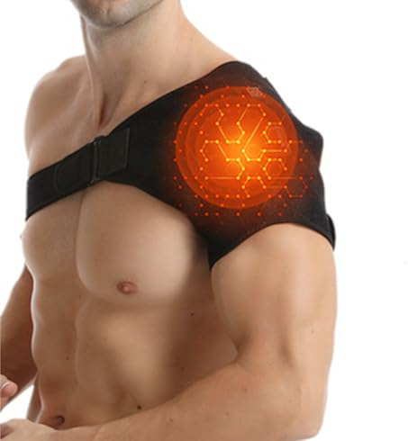 ITODA USB Rechargeable Electric Shoulder Support Heated Shoulder Massager Adjustable Heat Shoulder Brace Heating Compression Sleeve for Men Women Muscle Relaxation