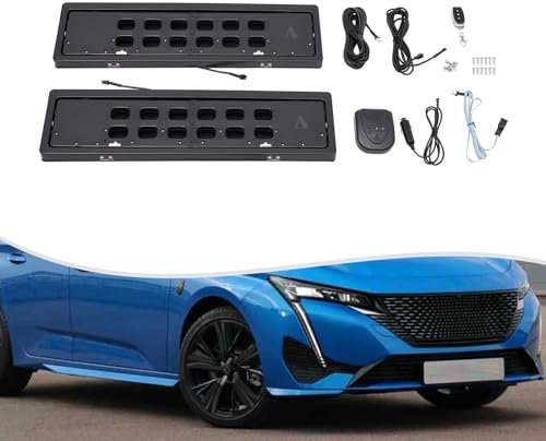 Mermajestic Elektrisk flip nummerplåtshållare set, 2 registreringsskylthållare, nummerplåtshållare med fjärrkontroll, registreringsskyltshållare, svart, 2 W bilregistreringsskylt, 3 sekunder (55,4 x