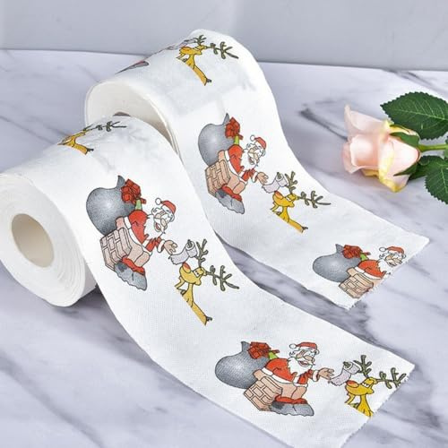 Papel higiénico Merry and Bright con impresiones navideñas para baños alegres (1#)
