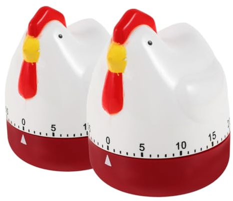 BESTonZON 2pcs Cartoon Animal Timer Manual Kitchen Timer for Boiling Eggs Cooking Reminder Vintage Mechanical Clock Desk