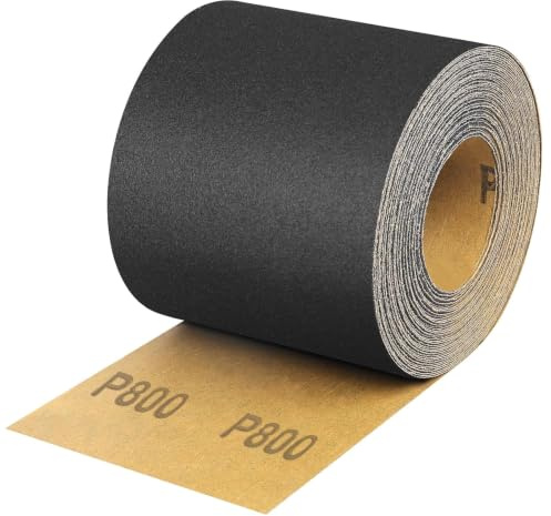 Shineboc Grano 320 93mmx10m Rollo de Papel de Lija Carburo de Silicio | Seco y Húmedo para Lijadoras de Mano, Eliminación de Óxido y Pintura, Resistente al Desgarro, Fácil de Cortar