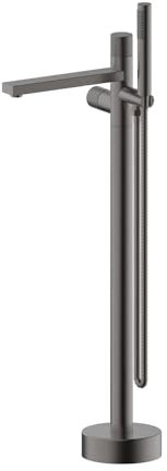Shower Head Freistehende Badewannen-Mischbatterien, bodenmontierte Badewannenarmatur, heißes und kaltes Messing, freistehende Badewannen-Duscharmatur, Grau Shower