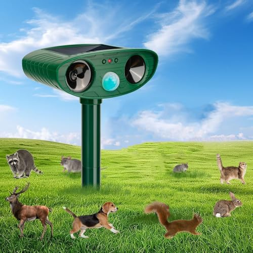 Repellente solare per animali ad ultrasuoni per gatti Dispositivi repellenti per cervi all'aperto con sensore di movimento per respingere gatti, cervi, scoiattoli, conigli, cani, puzzole per cortile e