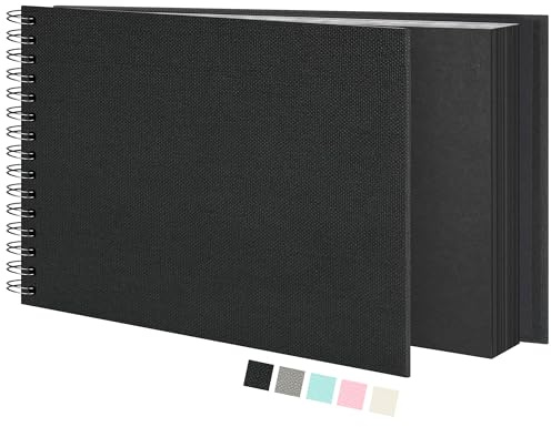 Vienrose Album scrapbooking (20 x 28 cm) Fotoalbum, Album di Viaggio Con Copertina in Carta Strutturata, Ideale Per Matrimoni, Bambini, Famiglia, Lauree (20 Fogli/40 Pagine, Nero)