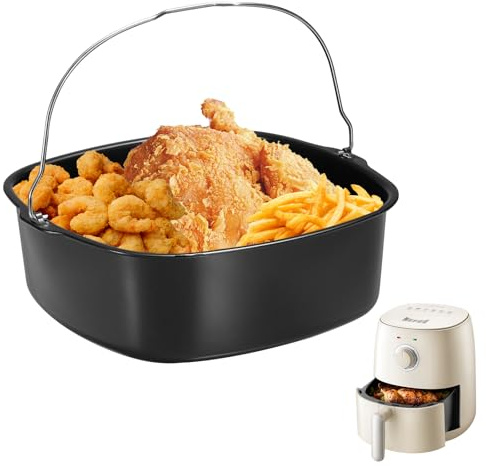 WANDGU 8''/22 cm Freidora de aire caliente Forma: Cuadrado Hierro Air Fryer Pastel, Reutilizable Molde para Pasteles Panadería, Accesorios Airfryer, Freidora Molde para Pasteles para Pollo Asado,