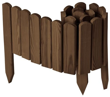 Garronda Bordura de Jardín de Madera 100 x 20 cm Cerca Baja para Flores Parterre Aiuola Valla Decorativa para Jardines Exteriores Borde de Plantas Fácil Instalación GD-0148 Marrón oscuro