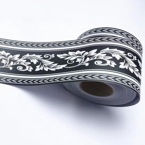 VisitRyl Tapetenbordüre Selbstklebend Schwarze Butterblumenblätter 12cm X 500cm – Einfache Montage für Wände