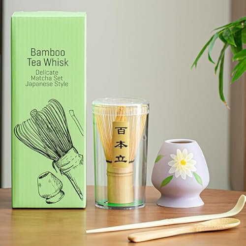 ZAYUI Coffret cadeau traditionnel de cérémonie du matcha – Ensemble de fouet à thé de qualité avec fouet à matcha, 4 fouets à matcha, parfait pour matcha latte et cérémonies traditionnelles