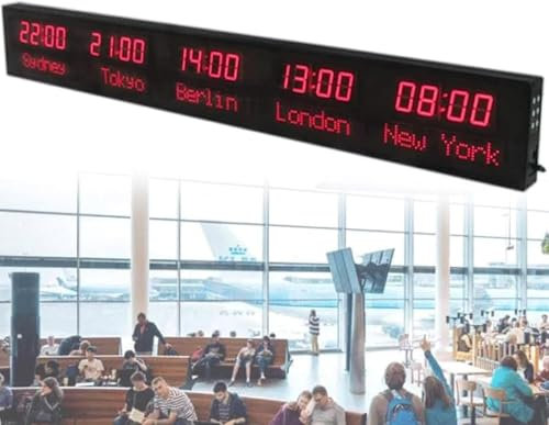 Horloge mondiale numérique avec télécommande, luminosité réglable, affichage des villes personnalisable, parfait pour les hôtels, les aéroports, les lieux de divertissement