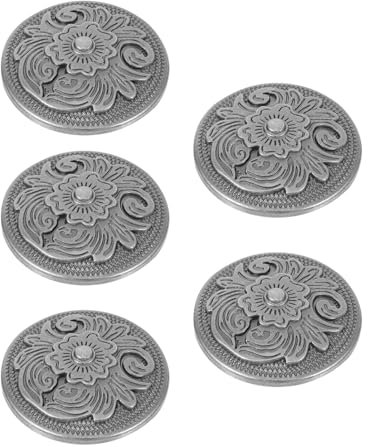 jojofuny 5pcs Leather Bag Snap Buttons Set Screws 32mm Vintage Black Floral Decorative Fasteners for DIY Bag Accessories and Clothing Craft