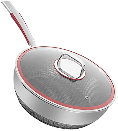KLLJHB Casseruola in Acciaio Inossidabile 316, Padella Wok Antiaderente salutare, Uso Generale per fornelli a Gas e a induzione, pentola da 26 cm