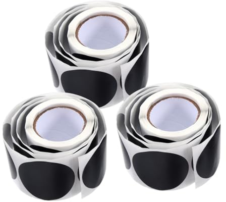 SOPOTUTU 3 Rollos Etiquetas Redondas de Pizarra para Frascos de Especias Pegatinas Adhesivas Reutilizables de PVC Resistentes al Agua para Cocina y Despensa Unidades