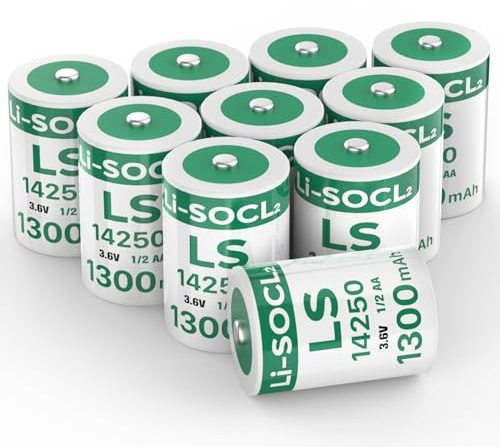 Lot de 10 Piles LS14250 3,6 V 1/2 AA Lithium 1300mAh ER14250 Batterie de Rechange (Non-Rechargeable)