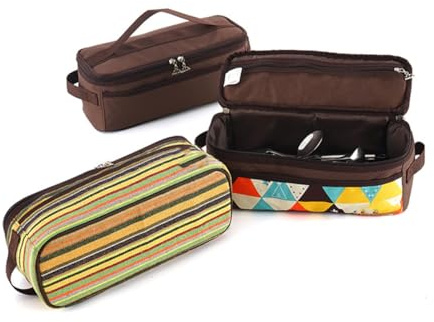AKOOSY Borsa Porta Utensili da Campeggio in Oxford Resistente con Cerniera Liscia Custodia Cosmetica Portatile per Barbecue e Viaggi all Aperto Colore Caffè