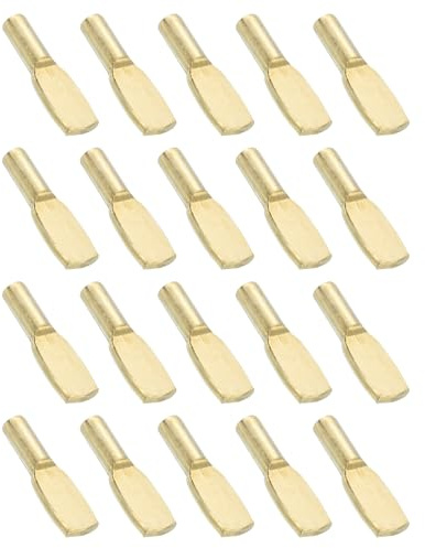 QUARKZMAN 50Pcs Chevilles De Support Pour Etagere, 6mm Chevilles De Support En Forme De Cuillere, Supports Metalliques Pour Chevilles Pour Armoire De Cuisine Bibliotheque (Or)