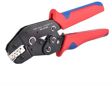 Pinza crimpatrice a cricchetto 0,08-1, mm² 18-28 AWG for terminali stile PH2.0/XH2.54/2..8/3.0/3.96/4.8/KF2510/JST