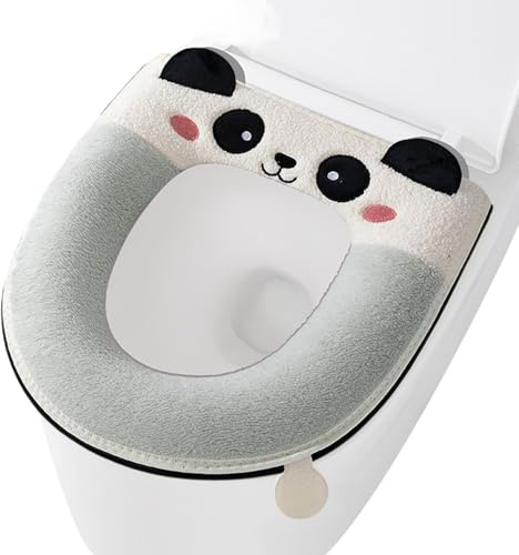 per sedile del WC, invernale con panda in stile cartone animato, copertura per WC per la camera dei bambini, copertura ispessita per bagno, casa, hotel, doccia, appartamento, camera