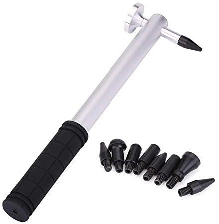 Car Body Dent Repair Aluminium Alloy Knockdown Tap Down Hammer, Dent Repair Tool with 8 Interchangeable Rubber Heads, Textured Handle for Non - Slip Grip, for Auto Metal