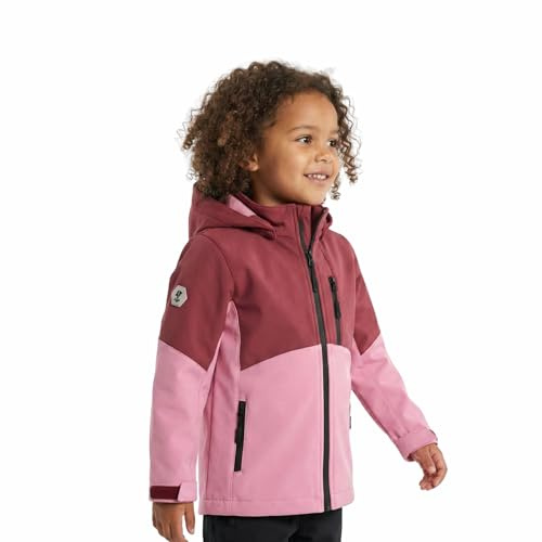 La-haut kids Giacca softshell con cappuccio per bambini e ragazzi, fodera in pile. Materiale impermeabile 5000 mm senza PFC minimizzato dall'inquinamento.
