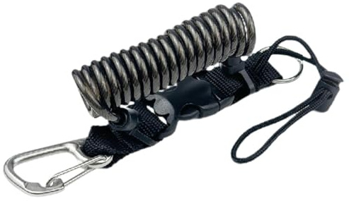 QUXVUIS Bracelet à Boucle métallique à dégagement avec Cordon spiralé Robuste pour la pêche, la plongée sous-Marine et Les activités de Plein air, idéal pour l'apnée, Noir, 30 x 7.5 cm