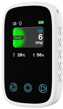 Detector de Gases, Probador de Calidad del Aire 3 en 1, medidor de Temperatura de CO, Detector Digital de monóxido de Carbono LCD(Bianco)