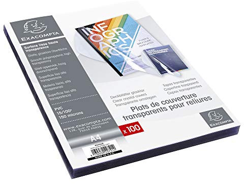 Exacompta 42741E Einbanddeckel (PVC, DIN A4) 100 Stück transparent