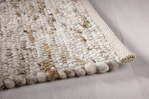 Taracarpet Moderner Landhaus Teppich Handwebteppich Fjord aus hochwertiger Schurwolle beidseitig legbar echte Handarbeit Farbe 105 braun beige meliert 090x180 cm