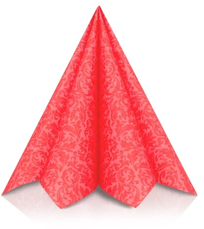 GRUBly® Servietten ROT, Stoffähnlich [50 Stück], Hochwertige rote Servietten, Tischdekoration für Jubiläum, Hochzeit, Geburtstag, Feiern, 40x40cm, AIRLAID QUALITÄT