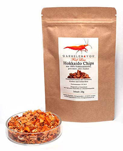 GARNELEN4YOU® Hokkaido Chips, Premium Garnelenfutter | Made in Germany | regional, nachhaltig, sozial | für Aquarienbewohner wie Garnelen, Krebse und Schnecken, 1x 20g