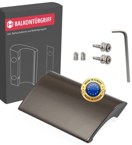 Gedotec Balkontürgriff außen Aluminium [Made in EU] Stabiler Griff für Balkontüren und Terrassentüren in Braun, Länge: 82mm