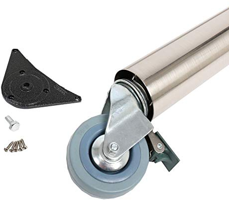 Tischbein Tischstütze auf Rolle mit Bremse ø 60mm Höhe 710 mm Edelstahl Optik