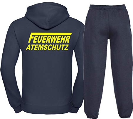 Kapuzen-Jogginganzug Navy, Feuerwehr ATEMSCHUTZ langes F Neongelb