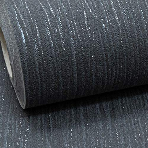 Plain Crystal Metallic Glitter Textured Vinyl Wallpaper Feature Wall Dark Black (Full ROLL) (Charcoal)