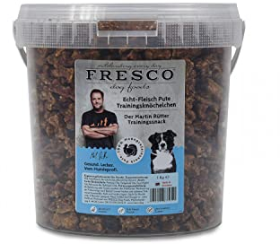 FRESCO Dog Martin Rütter Trainingsknöchelchen Pute 1kg | getreidefreie & zuckerfreie Hundeleckerlis | aus frischem Fleisch | 100% frische & natürliche Zutaten | für Belohnung, Training und als Snack