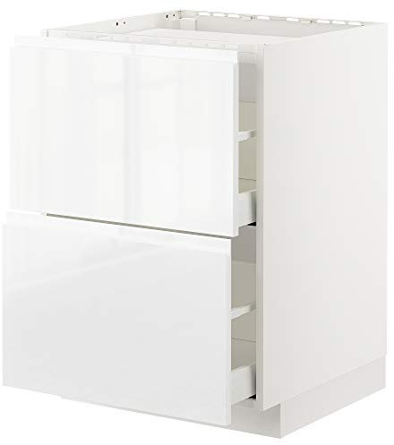 Table de cuisson METOD/MAXIMERA - 2 façades - 2 tiroirs - 60 x 62,1 x 88 cm - Blanc brillant - Voxtorp