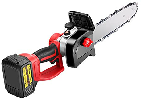 Motosierra bateria Mini bateria 8 Pulgadas Motosierra Bateria,Motosierras EléCtricas PortáTiles De 21 V Y 1200 W, Motosierra Con 2 BateríAs Mano Inalámbrica Sierra De Podar Eléctrica
