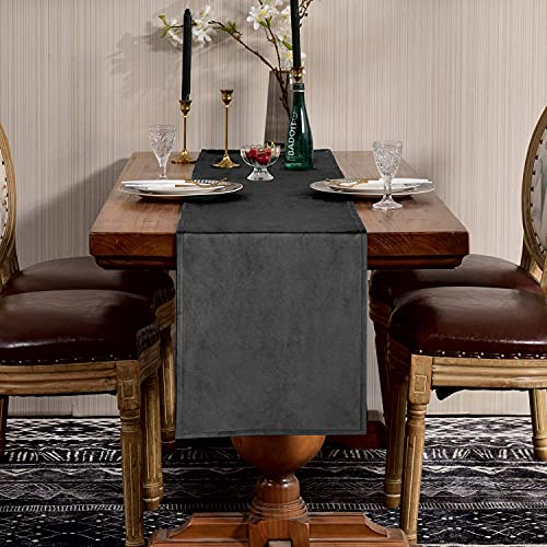 SEASHORE TREE Hochwertiger Tischläufer Tischwäsche Uni einfarbig Pflegeleicht Tischläufer Samtig Farbe & Größe Wählbar Grau 35 x 240cm