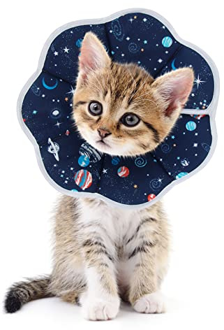 SLSON Halskrause für Katzen, Anti-Bissschutz, verstellbar, Recovery-Halsband für Katzen und Welpen, Blau (S)