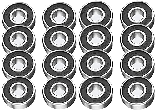 16x 608RS schwarze Skate- und Skateboard-Radlager aus Metall – ABEC 9 bewertet – ideal für Geschwindigkeit – Skateboards, Inline, Rollschuhe, Roller, Longboard-Räder