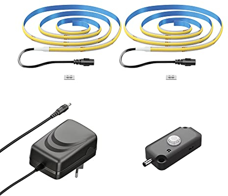 ledscom.de COB-LED Streifen JOR, 100.0cm, flach, weiß, 22,54W, je 1209lm, 2er Set, inkl. Bewegungsmelder