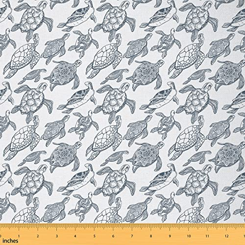 Meeresschildkröten Polsterstoff Retro Schildkröten Stoff Meterware hawaiianischer Stil Meer Ozean Tier Outdoor Stoff Dekor Polster und Heimakzente wasserdichtes DIY Bastel Patchwork 92 x 150 (HxB)