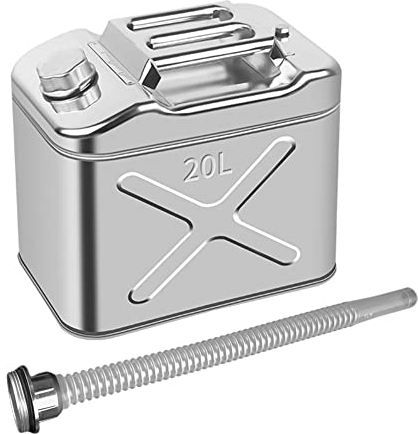 Edelstahl Gastank,Asudaro 10L/20L Tragbarer Benzinfass Kraftstoffbehälter Kraftstofftank Backup Große Kapazität Reservekanister Tankkanne Metallkanister für LKW, Auto, Motorrad, Yachten 10L+Ölleitung