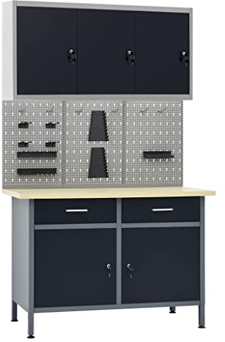 Hardware, Hardware-Zubehör, Werkzeugaufbewahrung und Organisation, Werkbank, Werkbank mit drei Wandpaneelen und einem Schrank