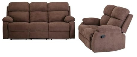 Venta-unica - Relax-Sofa mit 3+2 Sitzern aus Stoff TOLZANO - Braun