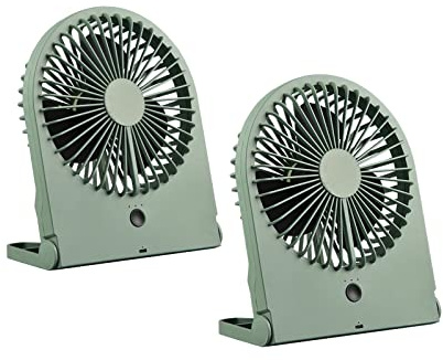 Setpoint Lot de 2 mini ventilateurs avec batterie, connexion USB-C 3 niveaux, vert, hauteur 23 cm