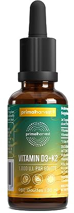 Primal Vitamin D3 & K2 Tropfen von Primal Harvest - Nahrungsergänzungsmittel-Multivitamintropfen mit MCT-Öl, flüssiges Vitamin mit Tropfflasche, für Männer und Frauen, 980 Tropfen.